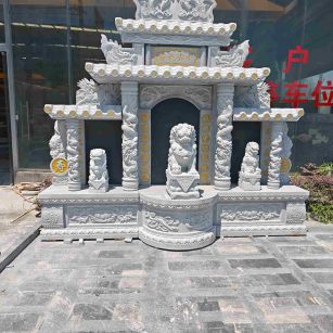 邵阳芝麻白中国黑石材套墓 花岗岩墓碑